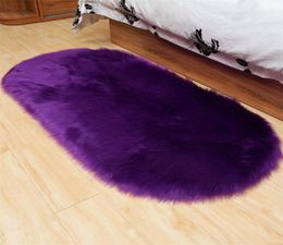 3040cm artificial wool carpet seat pad plain skin fur plain fluffy rugs washable home textile1254831