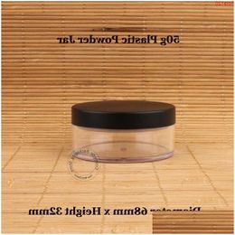 Perfume Bottle 30Pcs/Lot Wholesale 50G Plastic Loose Powder Jar With Sifter 50Ml Cosmetic Cream Container Black Matte Cap Makeup Com Dhooe