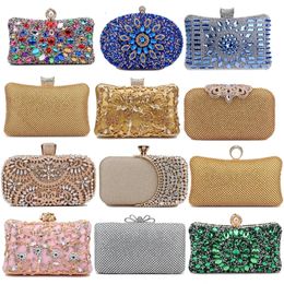 Rhinestones Women Bags Hollow Out Style Fashion Evening Chain Shoulder Handbags Party Wedding Day Clutch Purse 240223