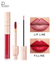 Pudaier Doubleended Lipgloss Lips Makeup Waterproof Matte Lip Gloss Lip liner Pencil Nude Matte Liquid Lipsticks1762248