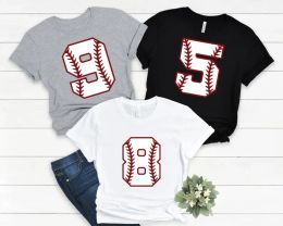 T-shirt Baseball Numbers Shirt Softball Numbers Birthday Short Sleeve Top Tees O Neck Streetwear harajuku Fashion 100% Cotton goth y2k