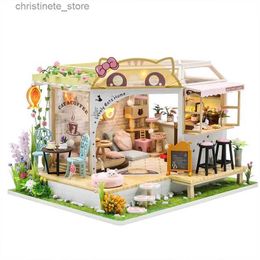 Architecture/DIY House DIY Dollhouse Kit Wooden Doll Houses Miniature Furniture Kit Casa With Dust Cover Led Toys for Children Birthday Gift