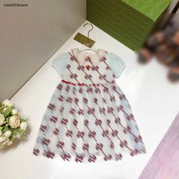 New baby skirt Princess dress Grid embroidered logo girl dresses Lace Size 100-160 CM kids designer clothes child frock 24Mar