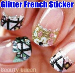 New Arrival Mixed Korea Design 3D Glitter French Decal Nail Art Sticker Sparkle Tip Tips Wrap Wraps Decoration UV Acrylic High Qua2812807