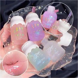 Lip Gloss Cute Milk Jar Lipgloss Lip Plumper Oil Colorless Glitter Long Lasting Moisturizing Lipstick Makeup Cosmetics Drop Delivery H Dhcg6