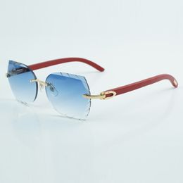 fashion cut lens sunglasses 8300817 high quality natural red wood legs sunglasses size 60-18-135mm