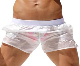 Men039s Shorts Summer Mens Translucent Sexy Swimming See Through Beach Board Man Pocket Thin Casual White Home Lounge Boxershor8959018