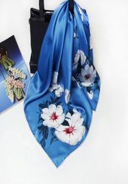 Women pure silk Scarf Luxury Square Scarf Hair Tie Band For Party Shopping Elegant Wrap Handkerchief Bandana Accessories Hand roll6079584