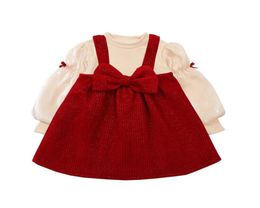 snpbaby Princess dresses tuxedo suit 2022 winter new baby girl overall dress children039s bow little girl skirt2873776