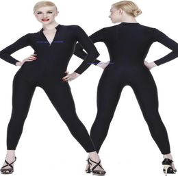 Black Lycra Spandex Catsuit Costume Front Zipper Unisex Sexy Bodysuit Yoga Costumes Outfit No Head Hand Foot Halloween Party Fancy4484679