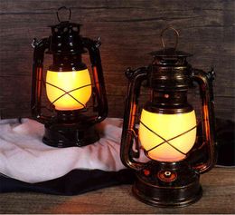 25cm Creative Rechargable Retro Portable Lantern Outdoor Camping Kerosene Lamp Night Light Dynamic Flame Light LED Table Lamp 2 W22444357