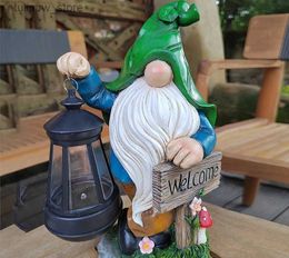 Decorative Objects Figurines Solar Energy Retro Courtyard Elf Lantern Decorations Home Creative Decoration Garden Cartoon Resin Handicraft Gifts Selling