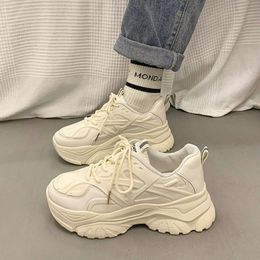 in Soled Dad 2024 Thick New Height Increasing White Casual Sports for Women Versatile Spring and Autumn Lightweight Running Shoes 5 Increasg Sprg Runng 5