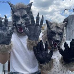 Designer Masks Halloween wolf hood wolf gloves animal hood mask fancy dress ball funny mask