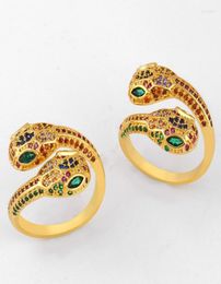 Wedding Rings Listing Women Open Multicolor Microinlaid Zircon 2022 Fashion Exaggeration Snake Type Gold Ring Jewelry5643929