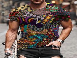 Men039s TShirts Round Neck Tshirt 3D Printing Retro Totem Pattern Design Short Sleeve Loose Street Fashion Shirt 20211676766