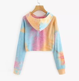 Hoodies Women Harajuku Sweatshirt Tie Dye Kpop Crop Top Hoodie Streetwear Korean Style Woman Clothes 2019 Moletom bluzy damskie MX9004405