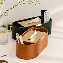 Luxury Multifunction PU Leather Tissue Box Remote Sundries Storage Holder Desktop Paper Drawer Art Home Decor Napkin Box 240222