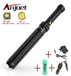 Anjoet Sets lanterna powerful telescoping led L2 Q5 flashlight tactical torch baton flash light self Defence 18650 OR AAA 21039177431