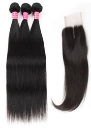 Meetu Whole Extensions 8A Mink Brazilian Peruvian Malaysian Virgin Straight 3 Human Hair Bundles With 44 Lace Closure for Wom5391051