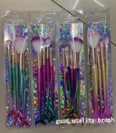 makeup brushes 4pcs set gradient color fish scale tail contouring eye shadow brush beauty tool comestic1566601