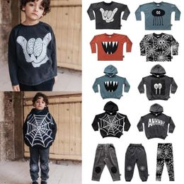 Clothing Sets Kids Long Sleeve T Shirts 2024 Autumn Lmh Brand Girl Boy Hoodies And Pant Set Fashion European Children Sweatshirts Tee