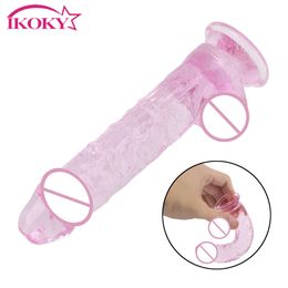 Dildos/Dongs IKOKY Realistic Dildo With Strong Suction Cup Artificial Penis G-Spot Stimulator Sex Toys for Women Female Masturbation