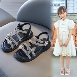 Girls Sandals Summer Fashion Little Girl Water Drill Shoes Children's Bow Sandals Princess Shoes for Kids Girls 210226