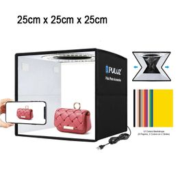 PULUZ 25cm Folding Portable High 97 CRI Ring Light Po Lighting Studio Shooting Tent Box with 12 Colors Backdrops 240229