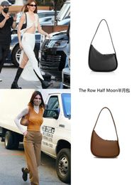 10A Retro Mirror Quality Designer The Row Half Moon Smooth Leather Women Shoulder Strap Curved Zipper Closure Underarm Purse with box