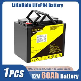 LiitoKala 12V 60Ah Deep Cycle LiFePO4 Rechargeable Battery Pack 12.8V 60Ah Life Cycles 4000 with Built-in BMS Protection