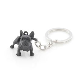 Metal Black French Bulldog Key Chain Cute Dog Animal Keychains Keyrings Women Bag Charm Pet Jewellery Gift Whole Bulk Lots2863