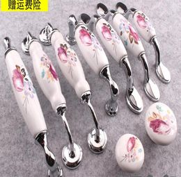 96mm Rural Ceramic Furniture Handles White Green Porcelain Kitchen Cabinet Drawer s Knobs Silver Chrome Dre qylJIY toys2010321w4324198