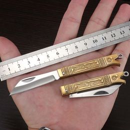 Brass Folding Exquisite Small Sharp Outdoor Camping Knife, Keychain Pendant, Portable Fruit Knife Disassembly 972994