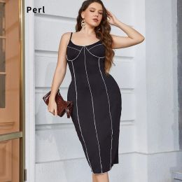 Dresses Perl Plus Size Sexy Sling Open Back Curved Long Dress Stripe Women Clothing Casual Outfit One Piece Dress for Female Summer Wear