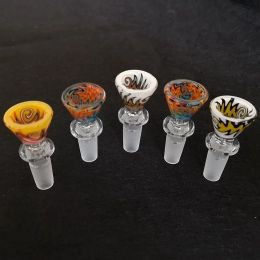 Heady Colorful 14mm Glass Bowl Piece Bong Bowls Dry Herb Tobacco Tools Glass Water Bongs Water Pipes Oil Dab Rigs Smoking Male Bowls LL