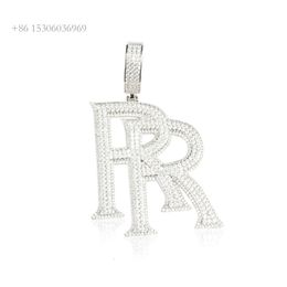 Bester Schmuckdesigner Iced Out benutzerdefinierter RR-Buchstaben-Anhänger für Halskette Sier VVS-Moissanit-Modeschmuck-Anhänger-Charms