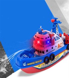 Pool Bath Toys For Kids Music Light Electric Marine Rescue Fire Fighting Boat Classic Children Water Toys Summer LJ201211302y5175117