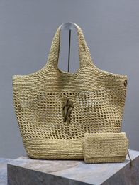 New Y Raffia Strohbeutel gewebte Einkaufstasche Designer Handtasche große Kapazitätsanwendung Umhängetasche Sommer Beach Bag