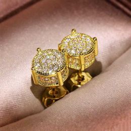 Sparkling Stud CZ Simulated Diamond Silver Stud Earring Men Women Gold Earrings Fashion Hip Hop Jewelry 240306