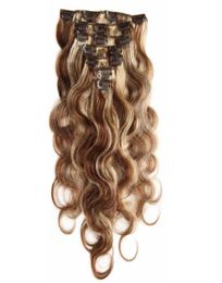 7A 100 Virgin Human Hair Extensions Clip In Remy Hair Body Wave Full Head Mix Color68591326998270