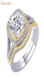 she 925 Sterling Silver Halo Yellow Gold Colour Engagement Ring Wedding Band Bridal Set For Women 18Ct Cushion Cut AAAAA CZ 2202236532299