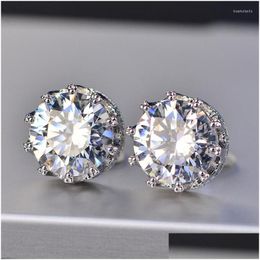 Stud Earrings Vvs1 D Round Cut 3.0Mm Diamond Test Passed Moissanite 925 Sterling Sier Earring Fine Jewelry Girlfriend Gift Drop Deliv Dhywz