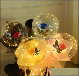 Party Decoration Event Supplies Festive Home Garden Valentines Day Flashing Light Rose Bouquet Led Balloons Luminous Bobo Ball B4124182