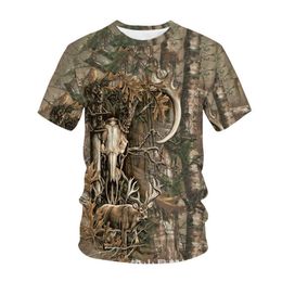 Men's T-shirts 3d Mens T-shirt Animal Deer Cool Round Neck Short Sleeve