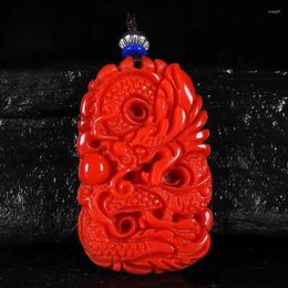 Pendants Natural Red Hand Carved Zodiac Dragon Jade Pendant Fashion Jewelry Men's And Women's Necklace