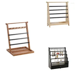 Storage Boxes Wooden Jewellery Rack 5-Story Tower Display Removable Earrings Necklaces Rings Stand