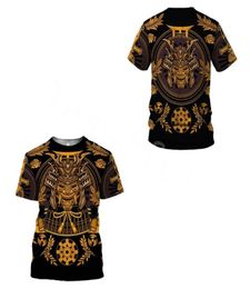 Men039s TShirts Japan Samurai Tattoo Armour 3D Printed 2021 Fashion Summer Harajuku Tshirt Unisex Top ONeck Short Sleeve Styl6351963