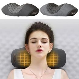 Travesseiro de massagem elétrica, compressa quente, vibração, massagem cervical, tração no pescoço, relaxamento, travesseiro de espuma de memória, suporte para coluna