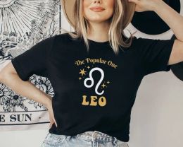 T-Shirts Leo Zodiac Sign tshirt, Celestial Group shirts, Custom Zodiac sign Bachelorette Tshirt Short Sleeve Top Tees O Neck goth y2k